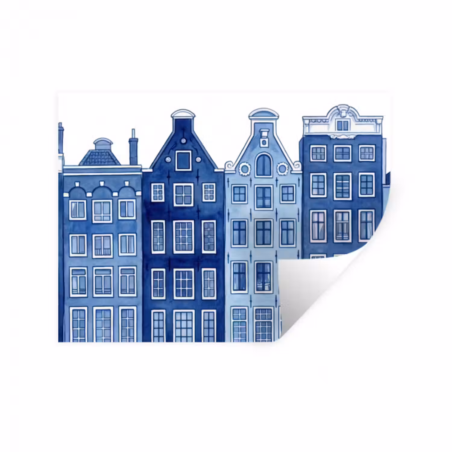 Wandtattoo – Aquarell - Grachtenhäuser - Delfter Keramik
