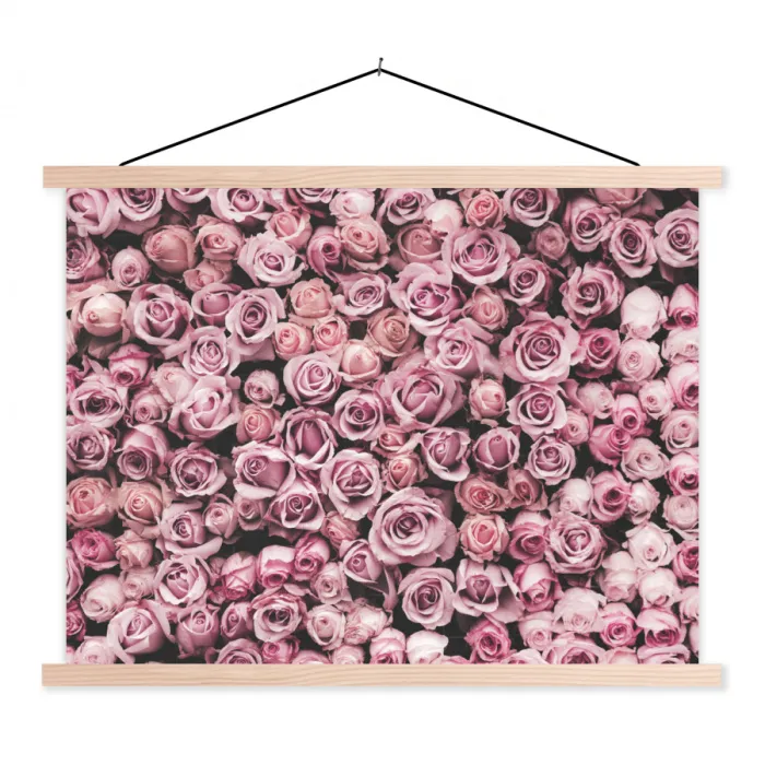 Een zee van rozen uit de natuur textielposter latten blank klein -3d