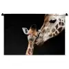 Giraffe - Dieren - Zwart - Portret - Dieren Wandkleed katoen middel -zz3d