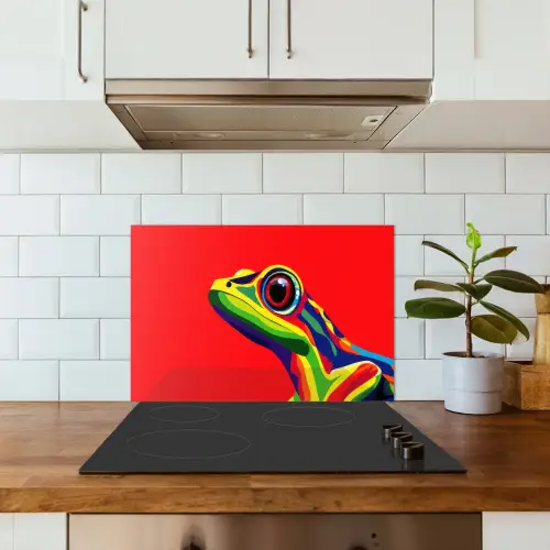 Kikker - Kleurrijk - Strepen - Ogen keuken achterwand spatscherm klein -sfeer2