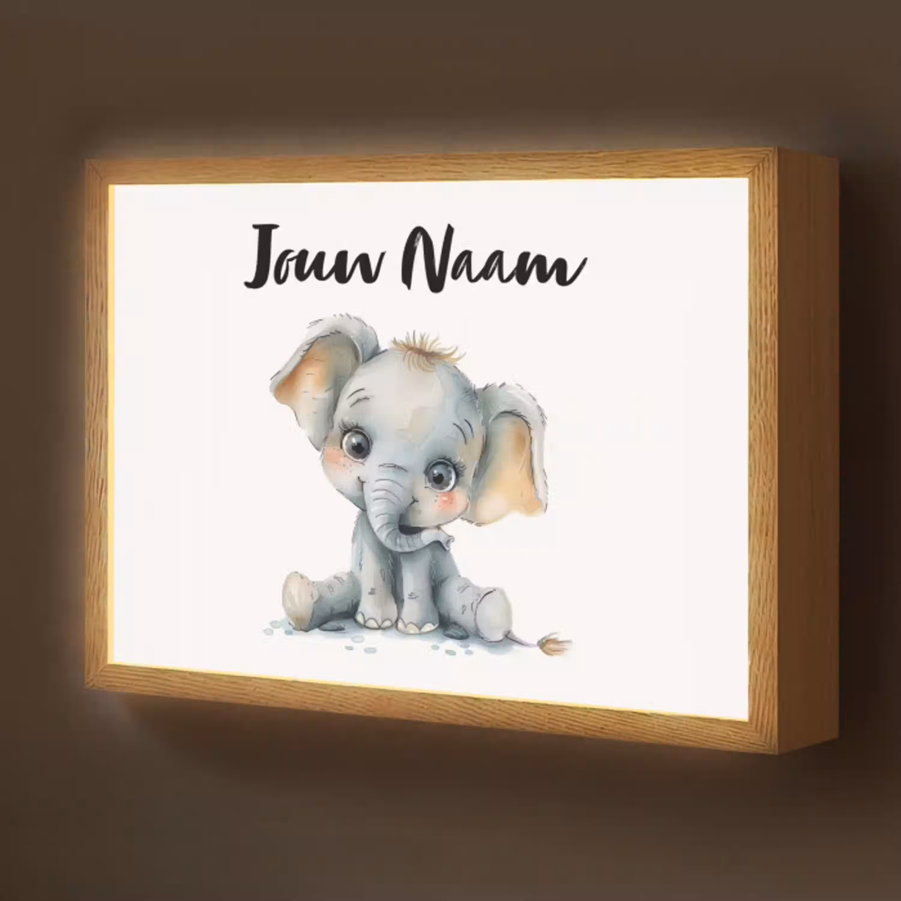 Olifant - Baby dier Light Box met batterij (Wandlamp kind) middel -z3d_website
