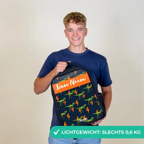 Dinos - Bliksem - Dieren - Blauw Rugzak - Zwart middel -sfeer7_NL