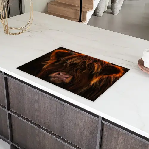 Schotse Hooglander - Koe - Portret - Dieren Inductie beschermer vinyl 3mm klein -sfeer8