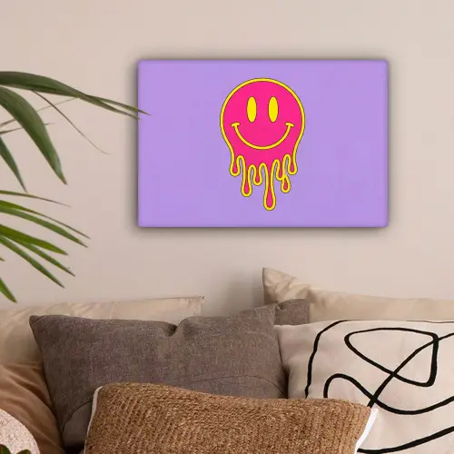 Smiley - Drip - Neon canvas 2cm klein -sfeer1