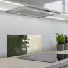 Japandi - Vogel - Groen keuken achterwand spatscherm klein -3d_schuin