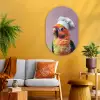 Papegaai - Koksmuts - Nieuwsgierig - Vogel Wandcirkel Ovaal Glas middel -sfeer4