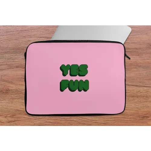 Yes fun - Groen - Roze laptophoes neopreen klein -tafel