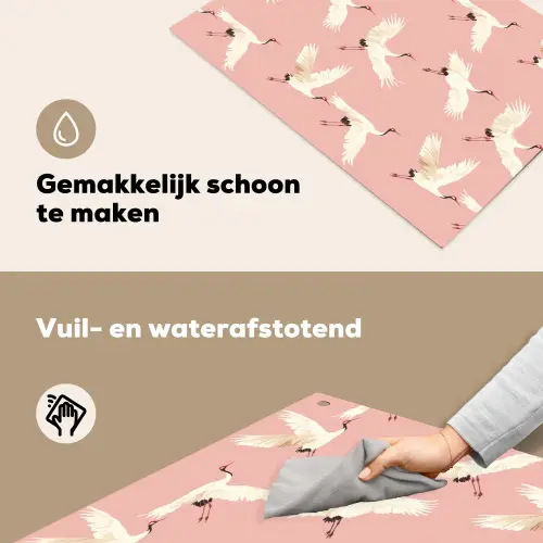 Modern - Kraanvogels - Roze Inductie beschemer met haakjes klein 777 -ky-schoon-nl