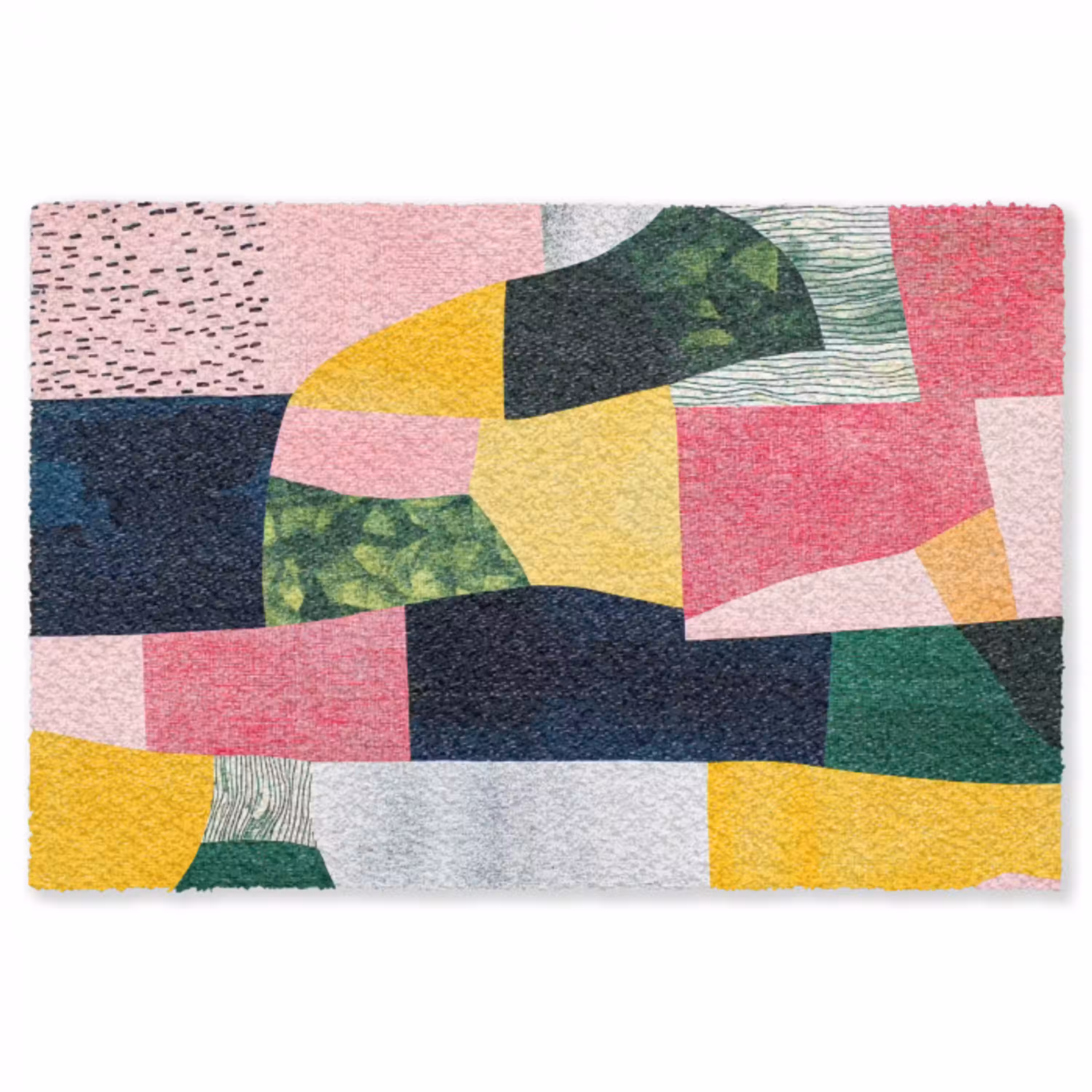 Abstract - Roze - Lappen - Vormen - Geel Vloerkleed Rechthoek klein -3d
