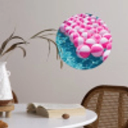 Strandballen - Roze - Water Wandcirkel behangsticker klein -sfeer3