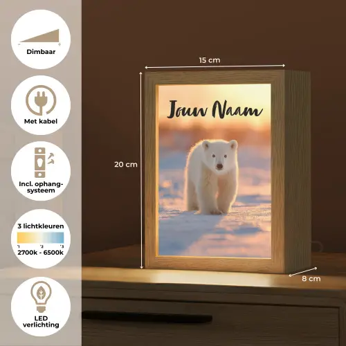 Ijsbeer - Sneeuw - Zonsopgang Light Box met kabel (Kinderlampje) klein -USP_NL