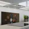 Bloemen in een Wan-Li vaas en schelpen - Schilderij van Balthasar van der Ast keuken achterwand spatscherm middel -3d_schuin