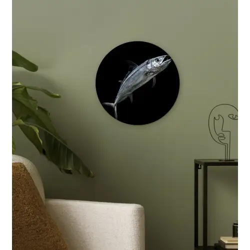 Makreel - Vis - Zwart Wandcirkel kunststof plaat 5mm dik klein -sfeer3