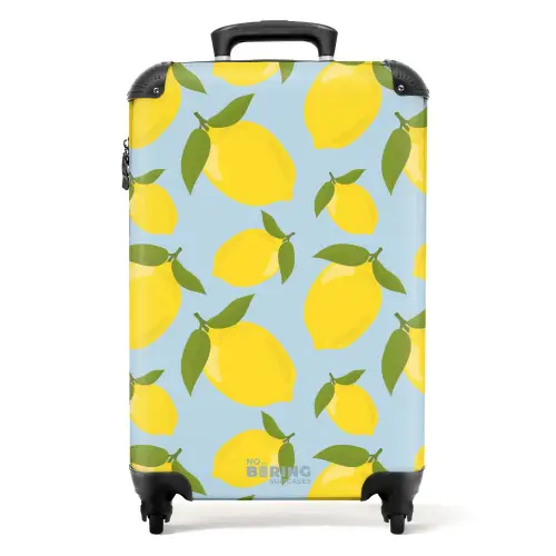 Pastel - Citroenen op licht hemelsblauwe achtergrond NBS - Handbagage koffer - Kinderen Unisex middel -productfoto_recht