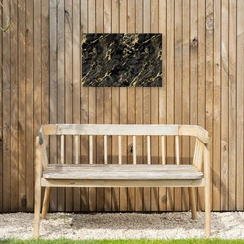 Marmer - Zwart - Goudstructuur Tuinposter op houten frame 2 cm dik klein 845 -sfeer4
