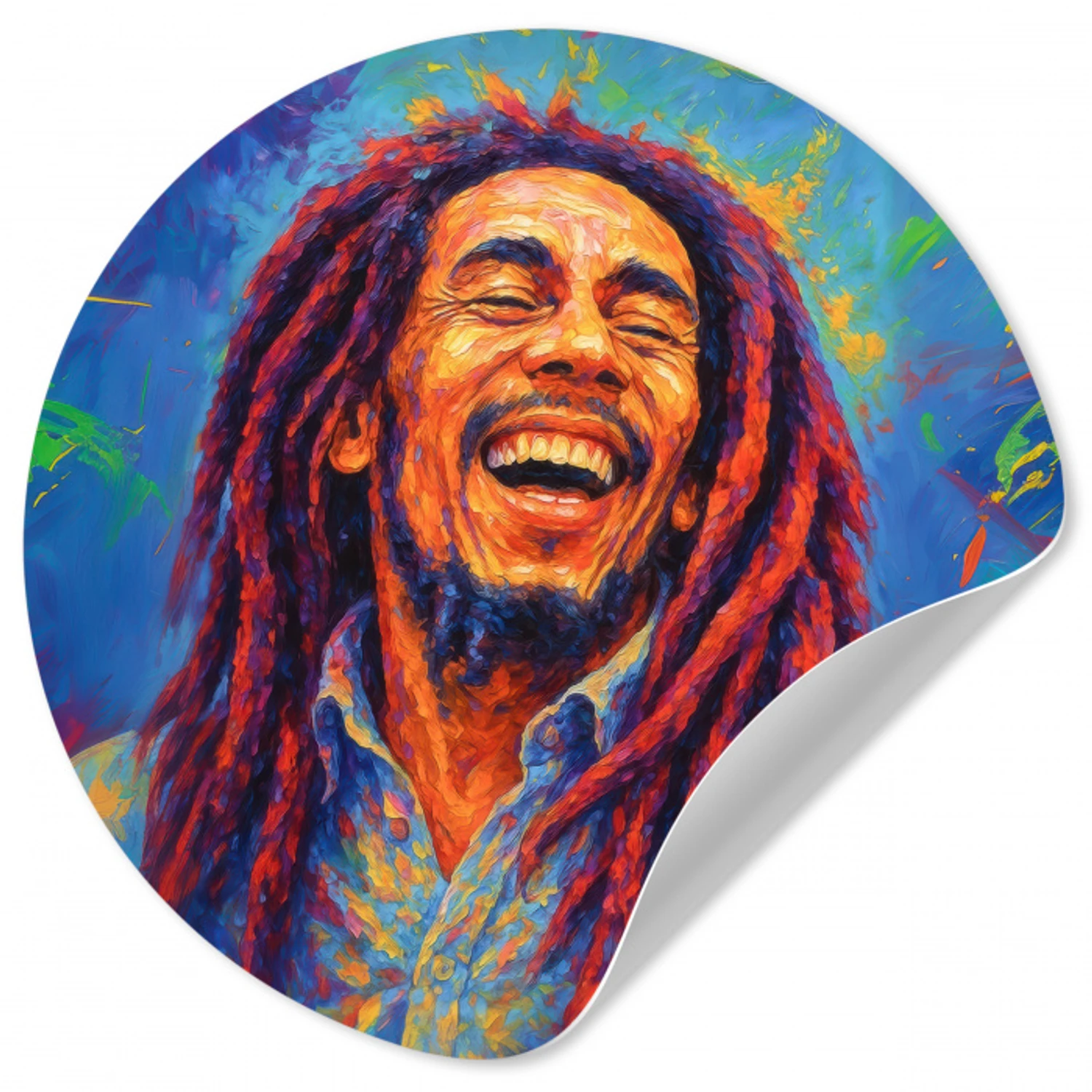 Regenboogkleuren - Man - schilderij Wandcirkel behangsticker klein -3d