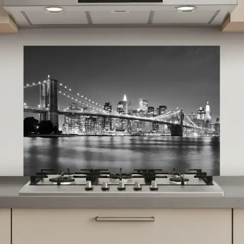 New York - Brug - Brooklyn - Zwart wit - Architectuur keuken achterwand spatscherm klein -3d_website