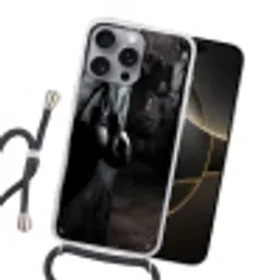 Bokshandschoenen - Muur - Duister - Zwart Hoesje iPhone 16 Pro Max met koord klein -sfeer1