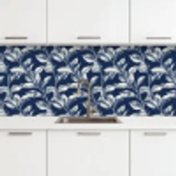 Botanisch - Patroon - Blauw keuken achterwand 2 middel 871 -3d