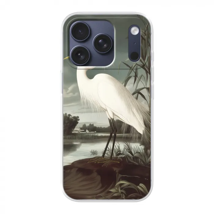 Reiger - Planten - Wolken - Wit Telefoonhoesje iPhone 17 Pro klein -3d