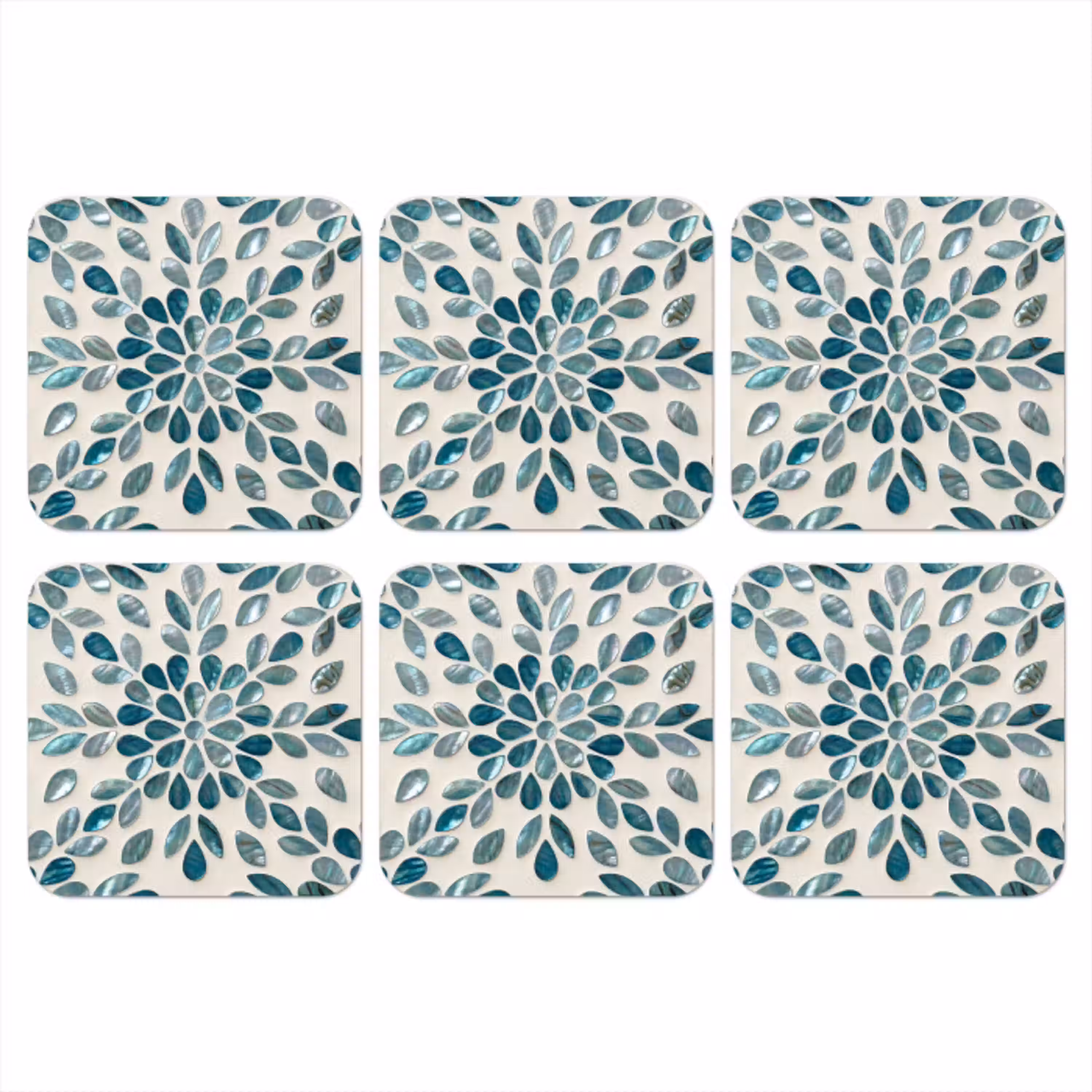 Patroon - Bladeren - Abstract - Modern - Turquoise onderzetter kurk middel -3d