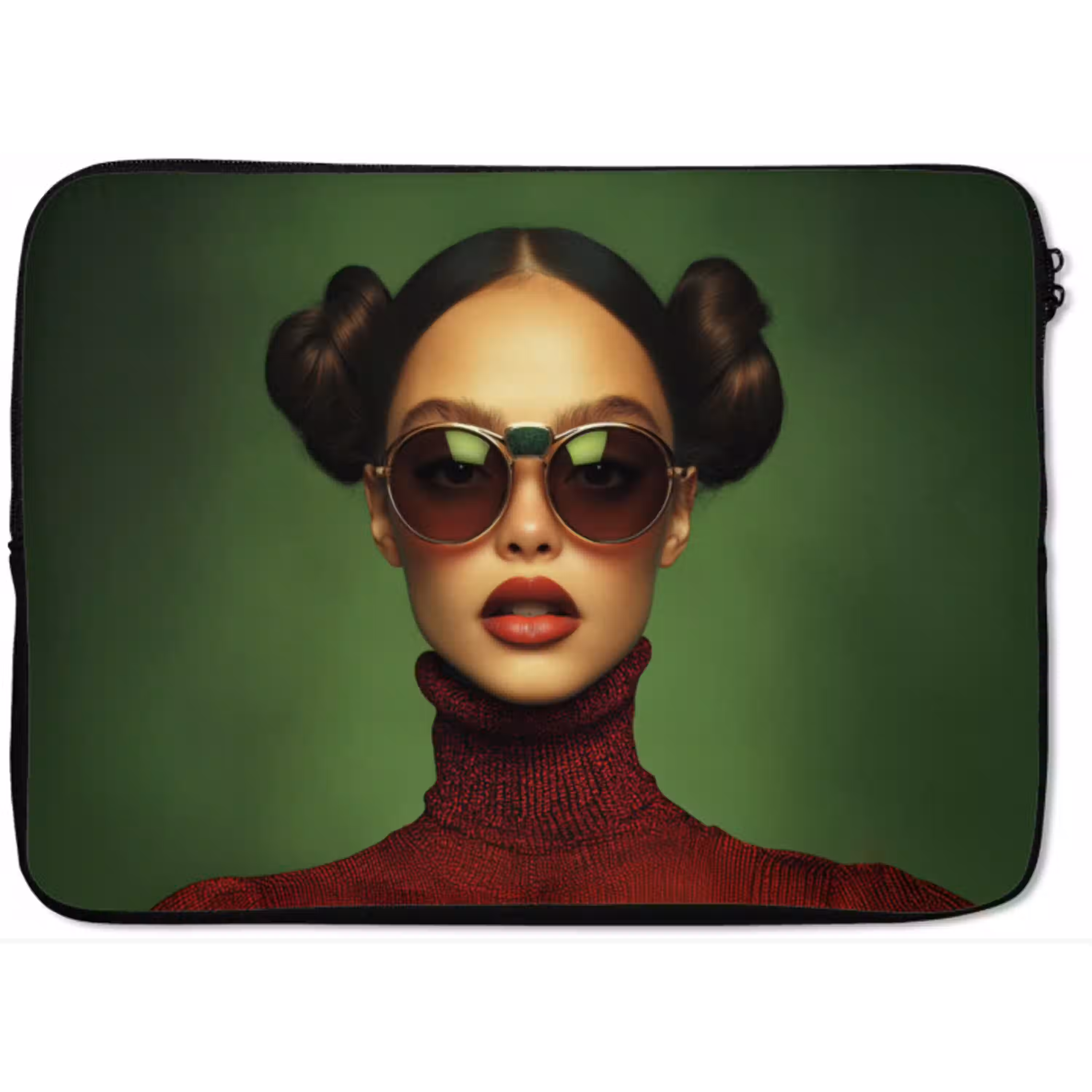 Vrouw - Groen - Bril - Aesthetic - Modern laptophoes neopreen klein -zkaufland3dotto