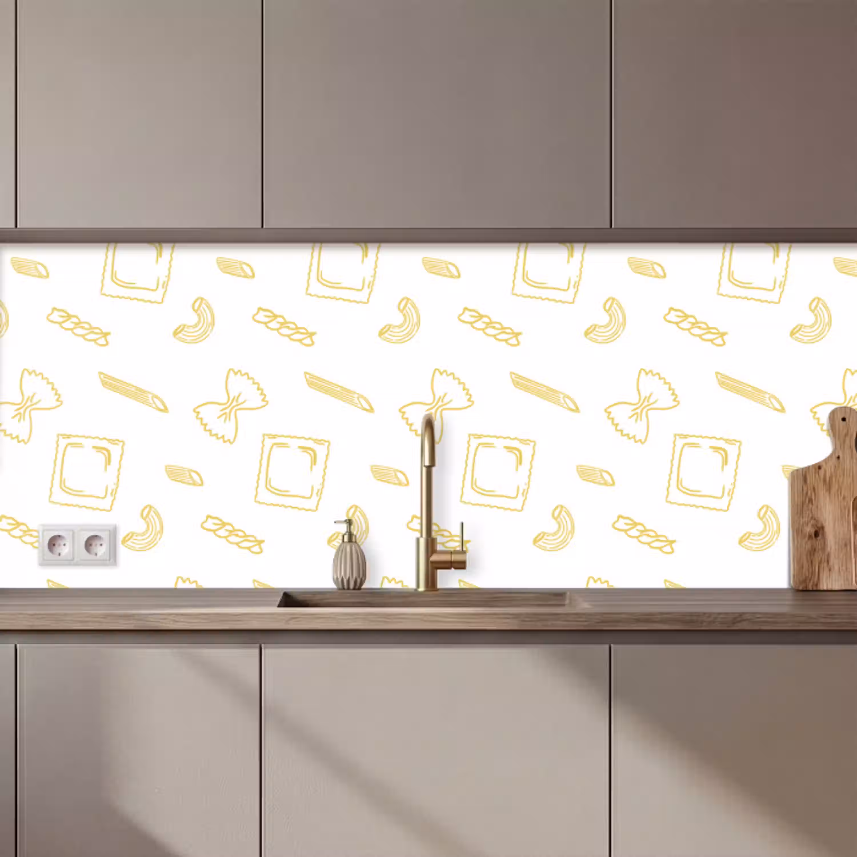 Pasta - Geel - Wit - Patroon keuken achterwand 2 middel zz_3dshopping