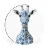Giraffe - Delfts blauw - Dieren - Minimalistisch Wandcirkel aluminium klein -3d