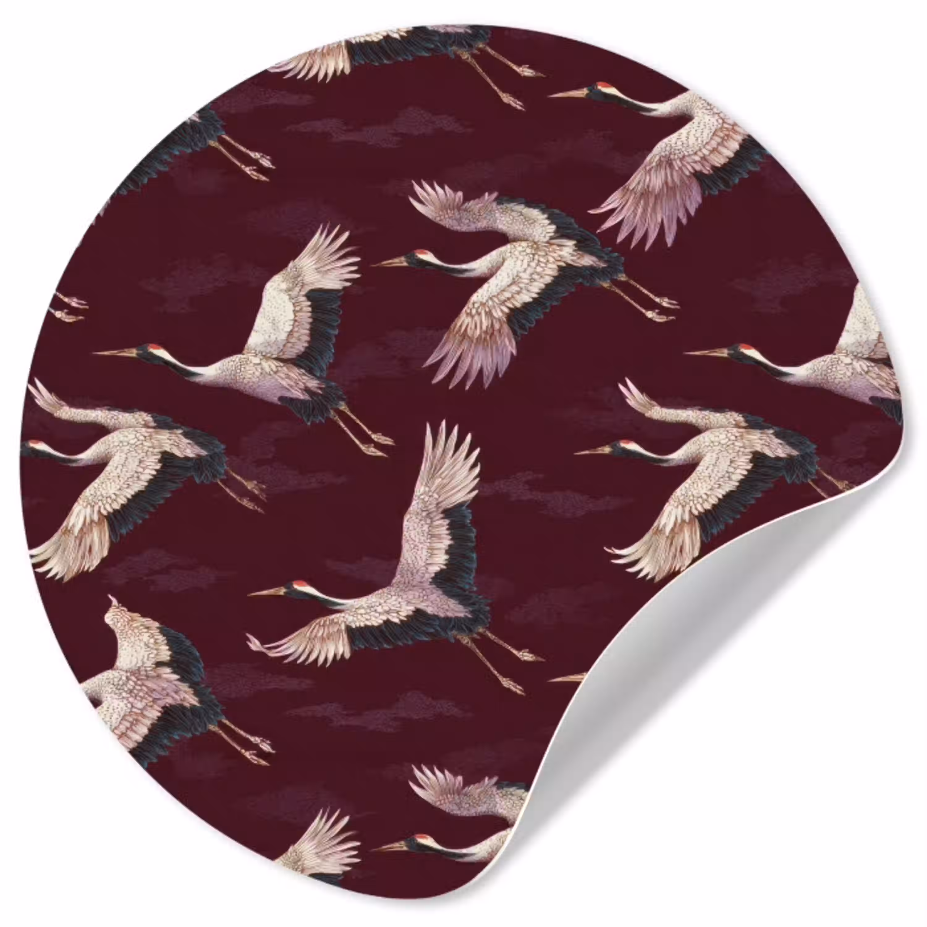 Kraanvogels - Klassiek - Bordeaux Wandcirkel behangsticker klein 186 -3d