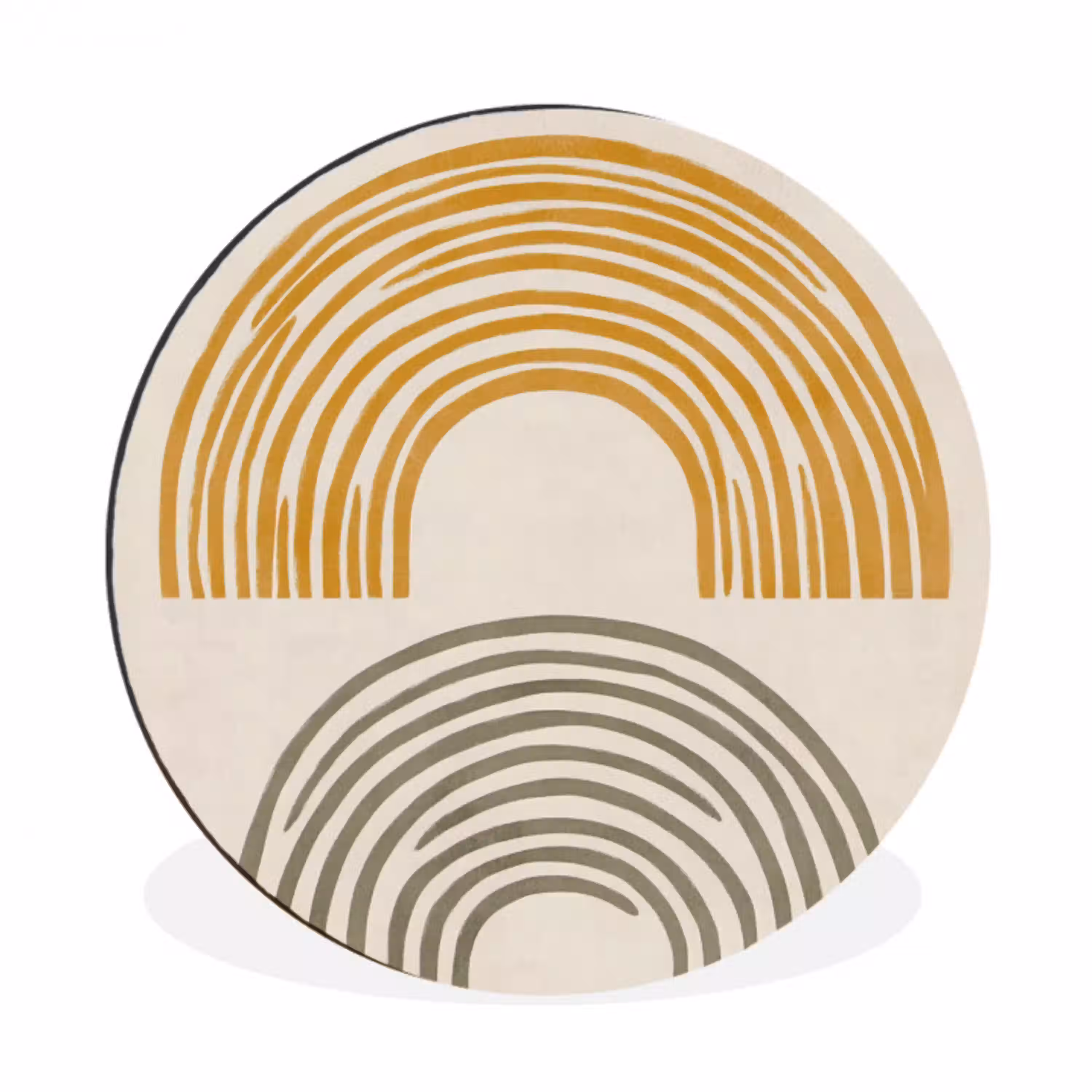 Bogen - Lijnen - Oranje - Minimalistisch Wandcirkel aluminium klein -3d