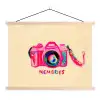 Camera - Memories - Roze - Geschilderd textielposter latten blank klein -3d
