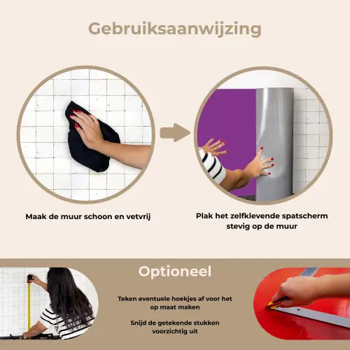 Paars - Kleuren - Effen keuken achterwand spatscherm klein 900 -gebruiksaanwijzing_NL