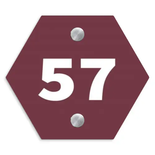 Bordeauxrood - Traditioneel Naambord Hexagon klein -3d