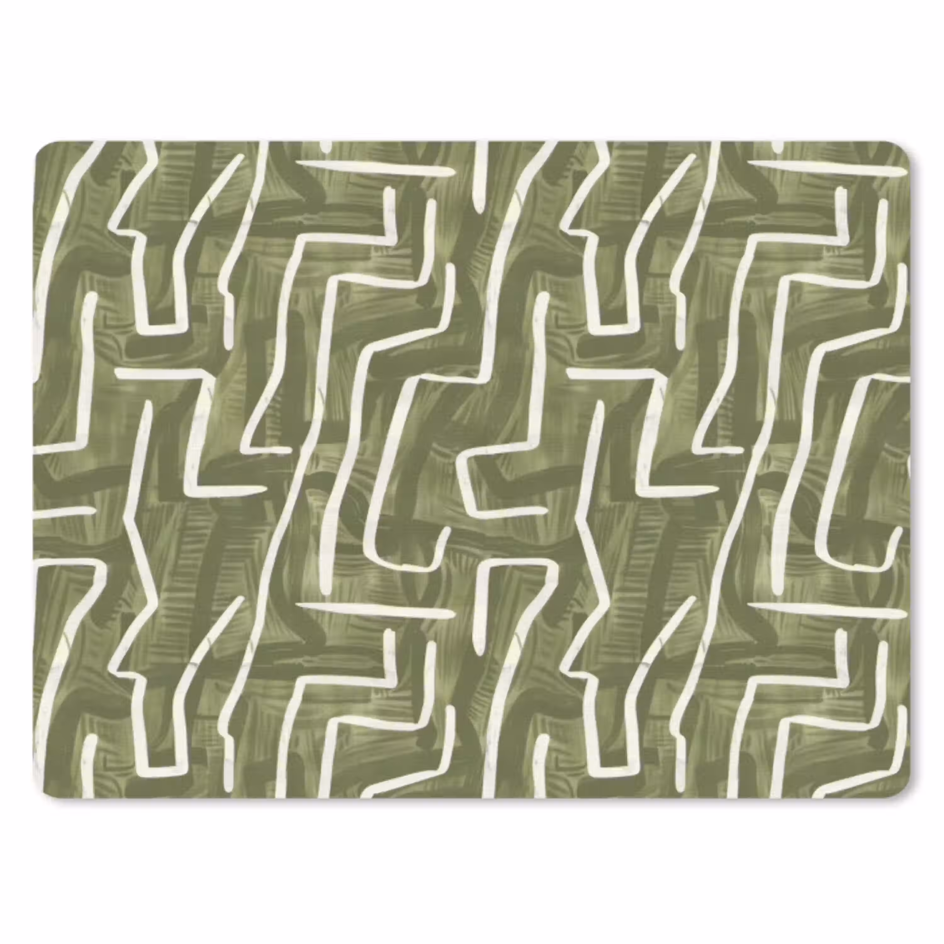 Groen - Abstract - Penseelstreken - Patroon muismat rubber klein 262 -3d