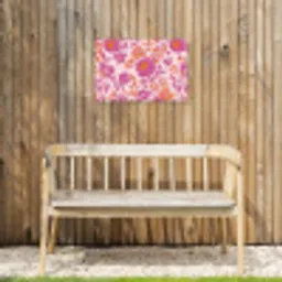 Bloemenpatroon - Roze - Oranje - Bloemen Tuinposter op houten frame 2 cm dik klein -sfeer4