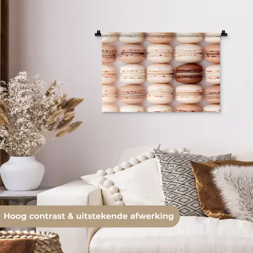 Macarons - Beige - Bruin Wandkleed katoen klein -sfeer1