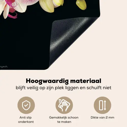 Orchidee - Roze - Bloemen Inductie beschemer met haakjes klein -ky-onderkant-nl