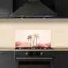 Palmbomen - Heuvels - Minimalistisch - Zachtroze keuken achterwand spatscherm klein -sfeer1