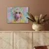 Vrouw - Blond - Roze kauwgom - Kleurrijk - Pastel PET vilt klein -sfeer4