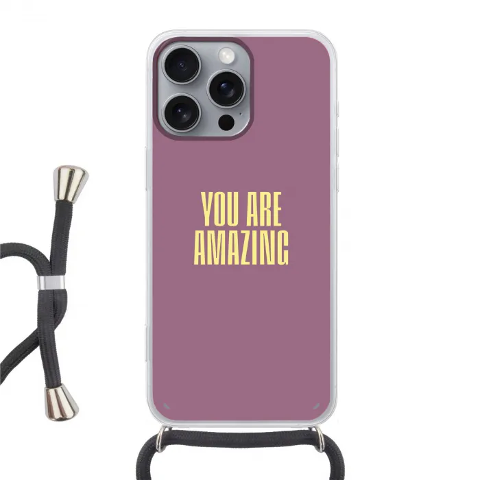 Tekst - Paars - Amazing Hoesje iPhone 16 Pro Max met koord klein -3d