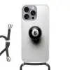 Biljartbal - Getal - Acht - Wit Hoesje iPhone 16 Pro Max met koord klein -3d