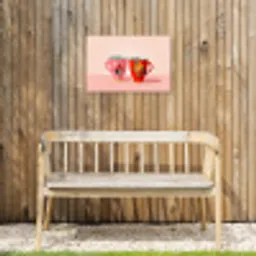 Theekopjes - Bloemmotieven - Roze - Theezakjes Tuinposter op houten frame 2 cm dik klein -sfeer4