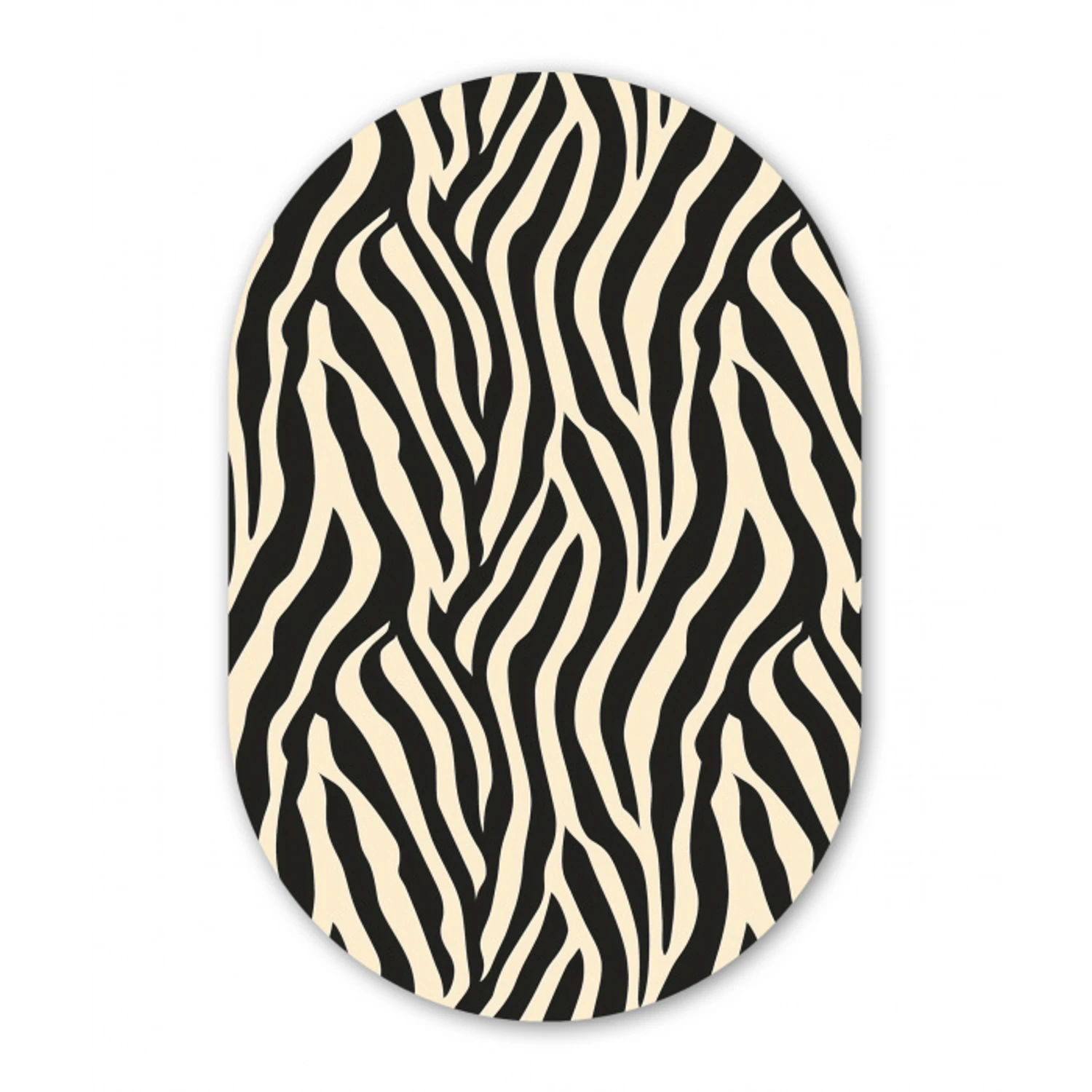 Zebra - Print - Klassiek - Zwart Wandcirkel Ovaal Forex klein 630 -3d