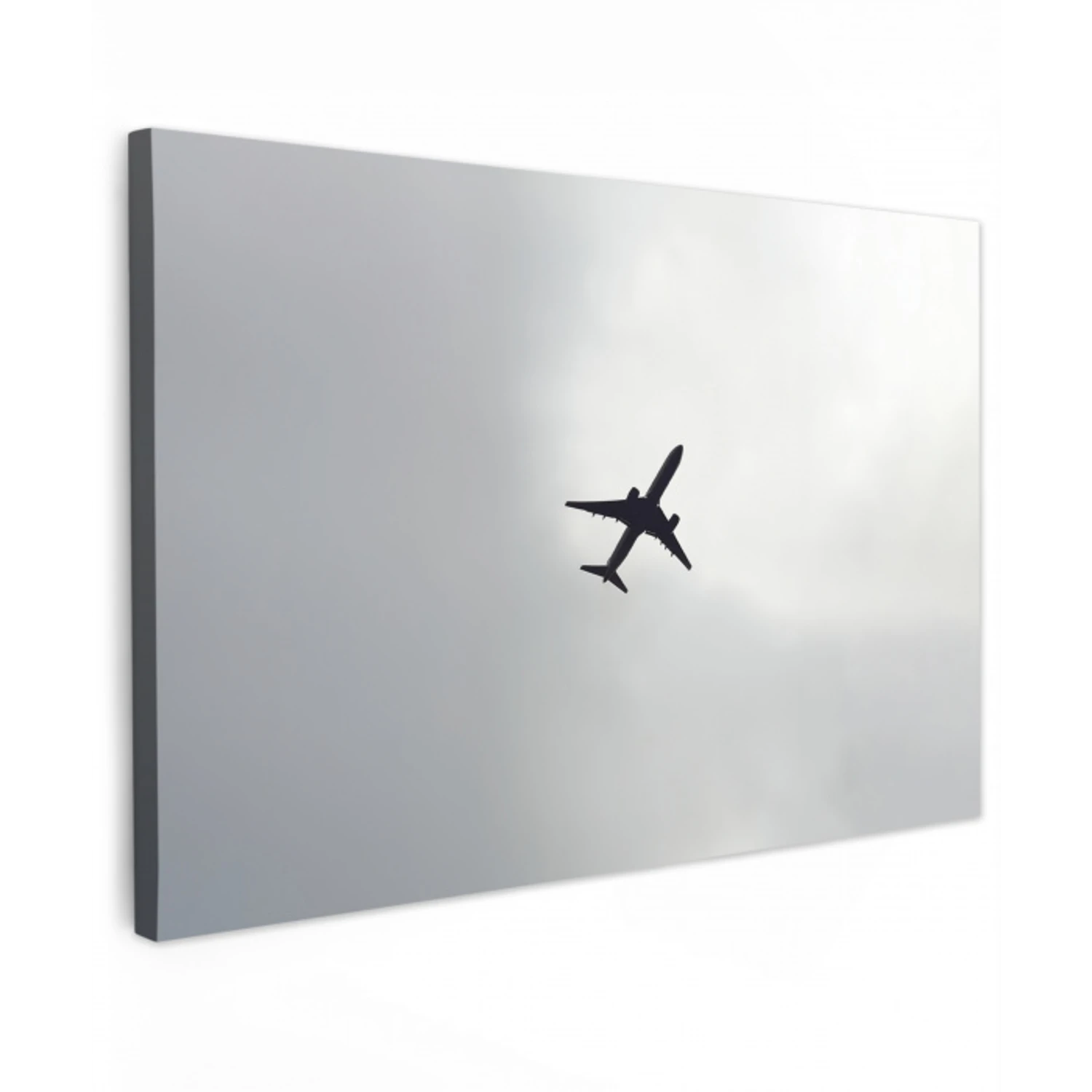 Minimalistisch - Silhouet - Zwart - Vliegtuig Tuinposter op houten frame 2 cm dik klein -3d