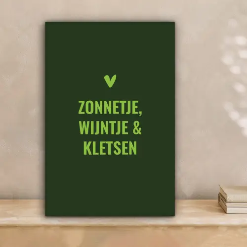 Donkergroen - Quote - Zon - Zomer canvas 2cm klein -sfeer1