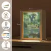 Brug - Hout - Vijver - Waterlelies Light Box met kabel (Tafellamp) klein -USP_NL
