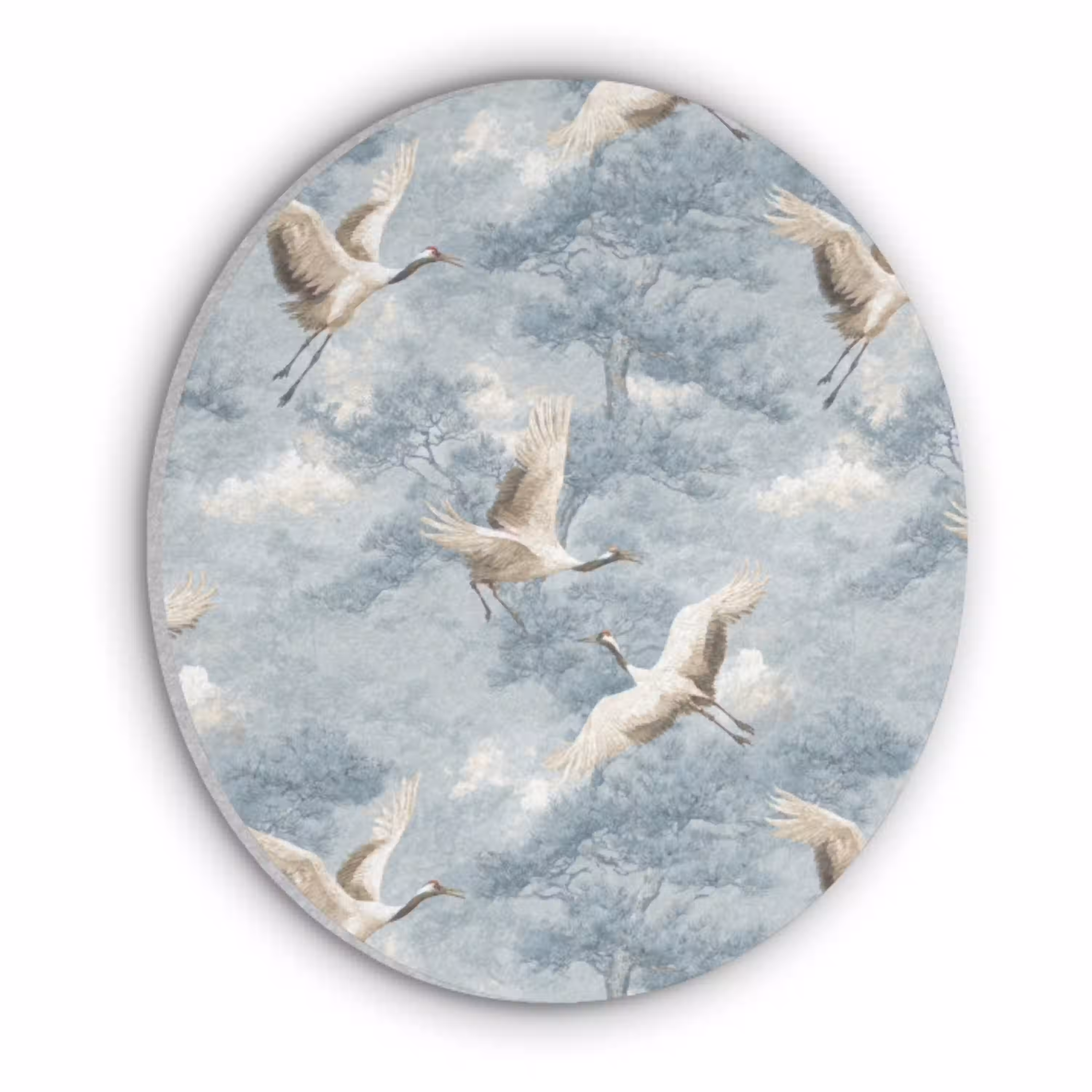 Wolken - Kraanvogels - Blauw Akoestische PET Vilt - Rond klein 838 -3d