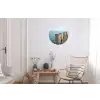 Houten steiger - Helderblauwe lucht Wandcirkel aluminium klein -woonkamer