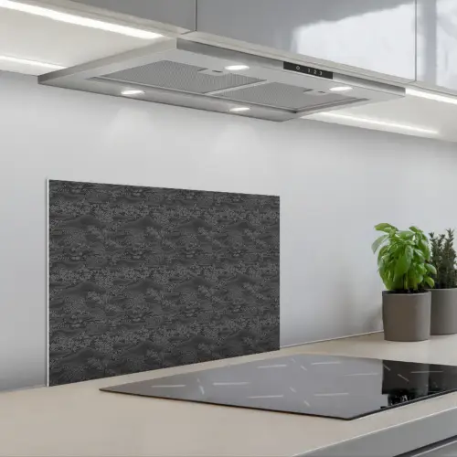 Grijs - Bloesem - Heuvels keuken achterwand spatscherm klein 900 -3d_schuin