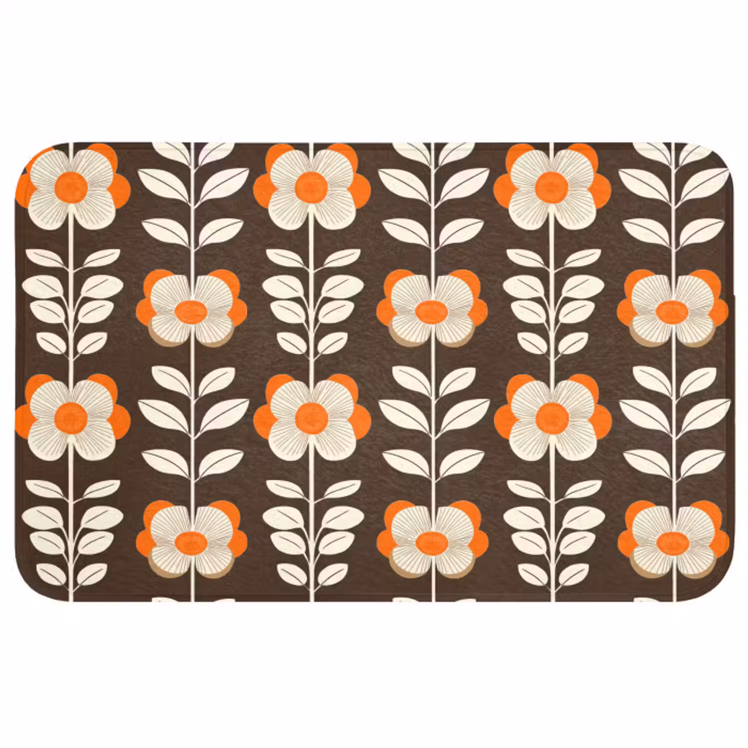 Wc Mat - Bloemen - Retro - Bruin
